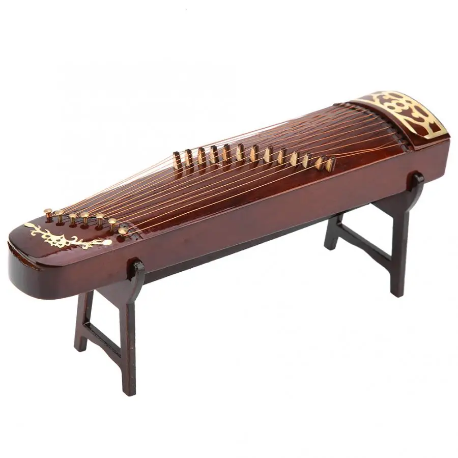 Деревянные маленькие китайские zither Музыкальные инструменты модели дисплей миниатюрные украшения ремесло Домашний декор