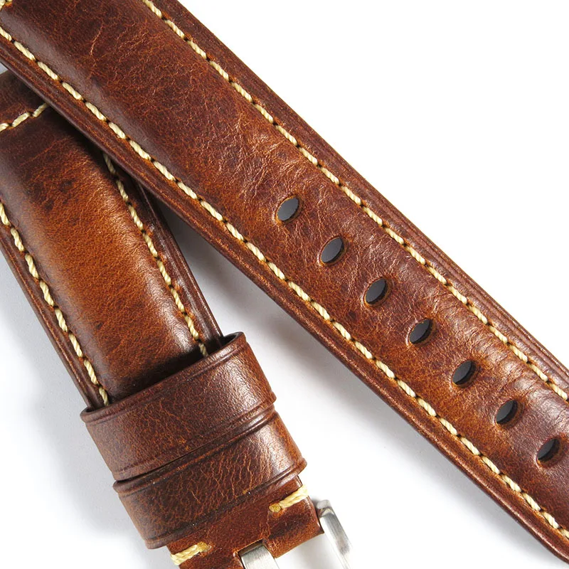 Vintage Watchband Genuine Leather Band 18mm 20mm 22mm 24mm 26mm Brown Black Watch Bracelet 20 22 24 Cowhide Leather Straps Belts