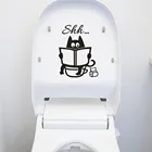 Милый мультяшный Кот Shh наклейки на унитаз Diy дверь ванной унитаз декоративная наклейка смешной декор Съемный постер #50g