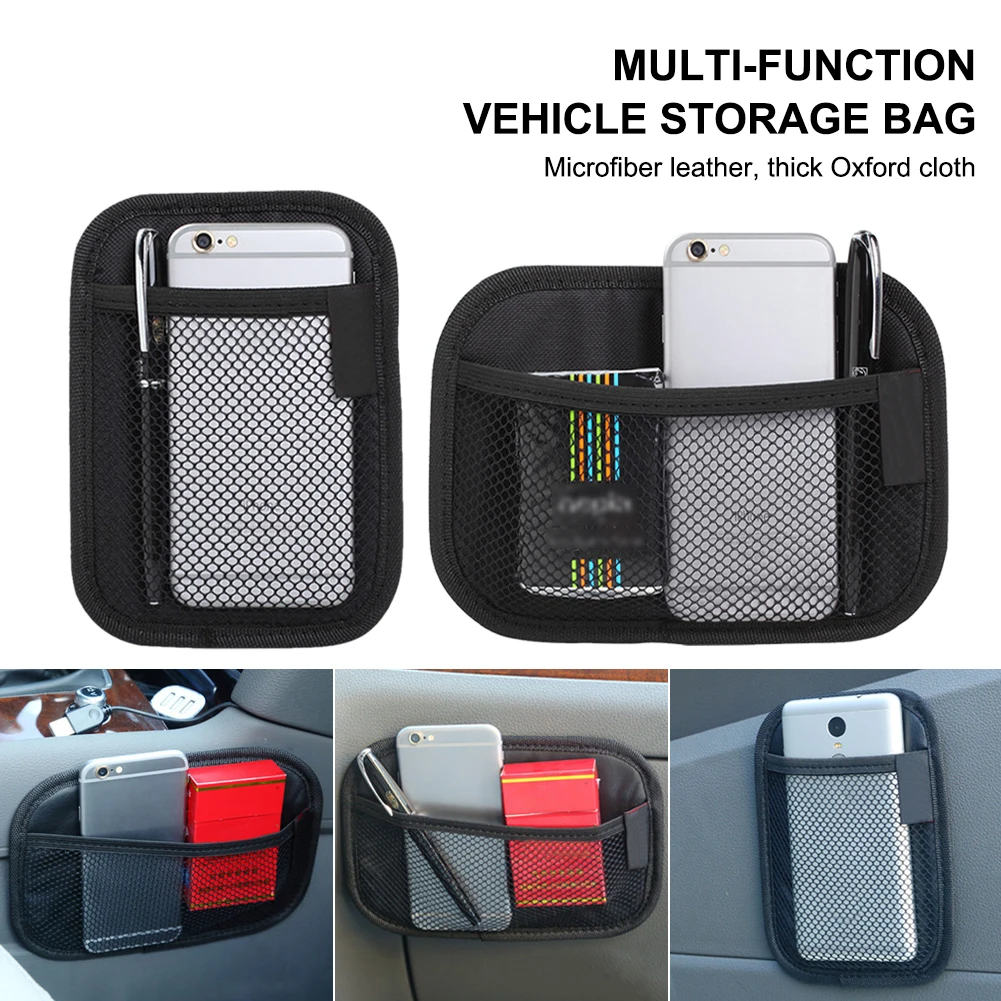 

Car mobile phone storage net pocket car interior seat back mesh storage bag practical car interior gadgets