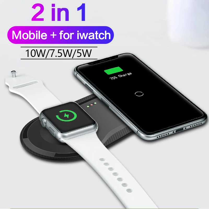 

2 in 1 Wirless Fast Charging Pad For Samsung S9 S8 S10 Plus Note 7 8 iPhone 11 X Mobile Qi Wireless Charger For Iwatch 4 3 2 1