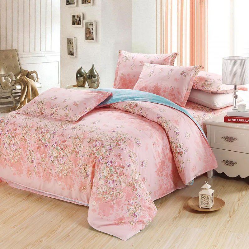 

American style Luxury white flower bedding set twin full queen king cotton girl princess wed home textile bedspread quilt cover