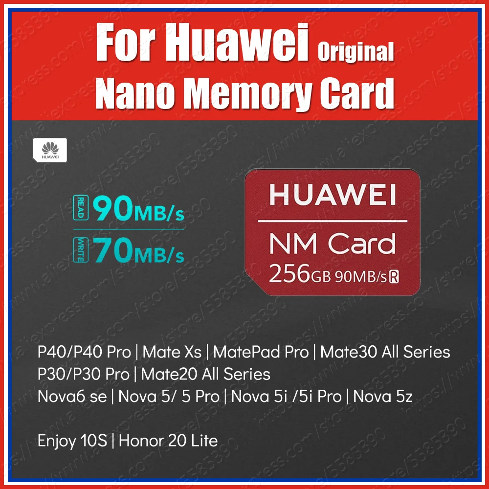 Карта памяти Huawei NM 64/128/256ГБ для смартфонов P40 Pro Lite MatePad P30 Mate20 Mate30 Nova 6 se 5