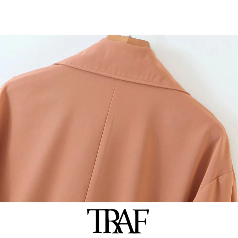 

TRAF Women Fashion Office Wear Loose Trench Coat Vintage Long Sleeve Side Pockets Female Outerwear Chic Tops