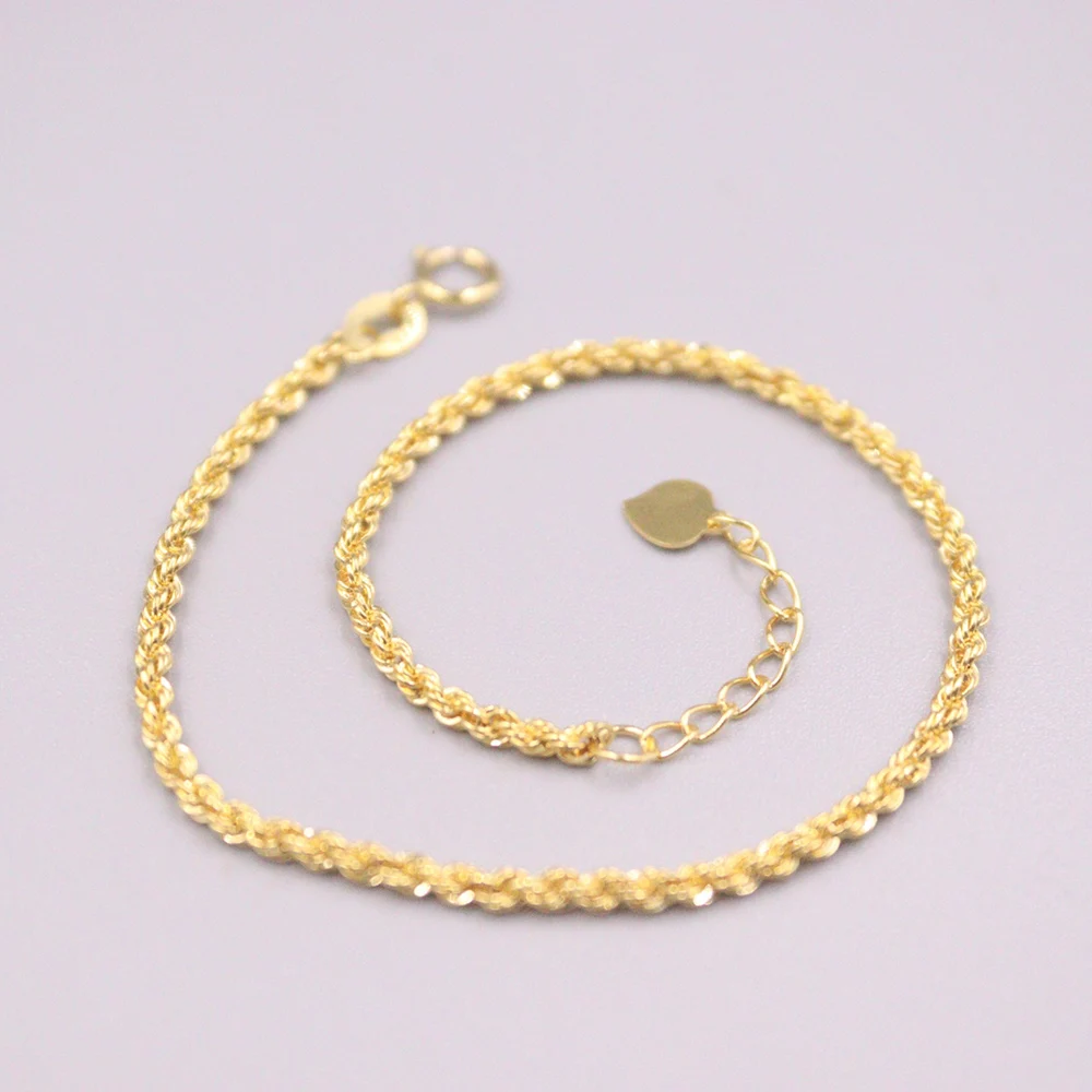 

Au750 Real 18K Yellow Gold Bracelet Woman Luck Rope Chain Link Bracelet 1-1.2g 7.08"L 2mmW