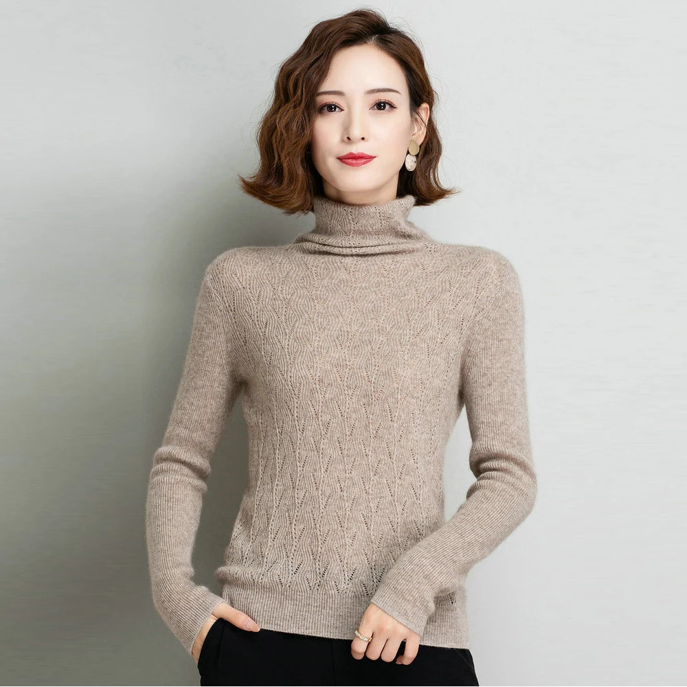 

Minimalist Cashmere Sweater Women Turtle Neck Sheep Wool Tricot Pullover Female Warm Soft Knitted Top Knitwear Blue Pink Camel