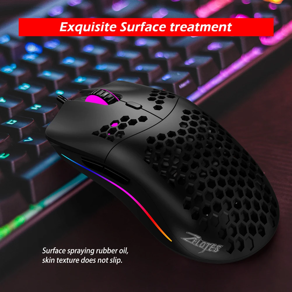 

7 Buttons USB Wired Mouse RGB Gaming Mouse 16000DPI Computer Game Mice Hollowed-out Honeycomb Design for PC Laptop Gamer Mice