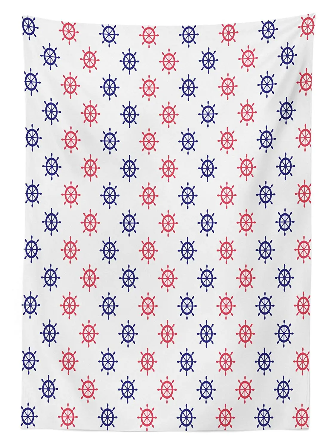 Ship's Wheel Outdoor Tablecloth Red Blue Helms with Boating Themed Design Vintage Summer Season Pattern Decor Picnic Table Cloth |