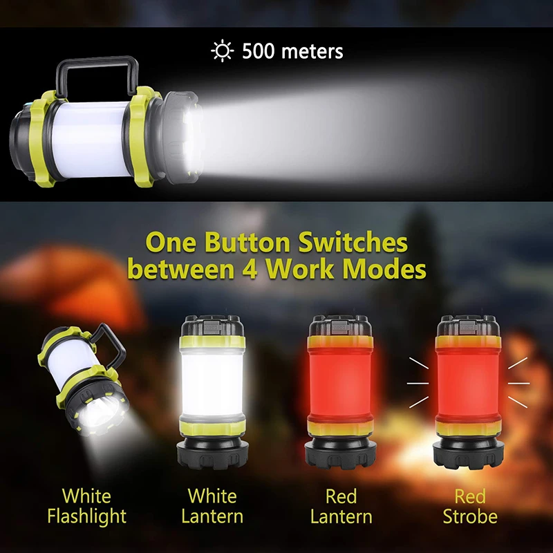 저렴한 18650 MAh 휴대용 LED 캠핑 라이트 USB 스마트 충전 수 출력 작업 빛 야외 텐트 빛 방수 검색 빛