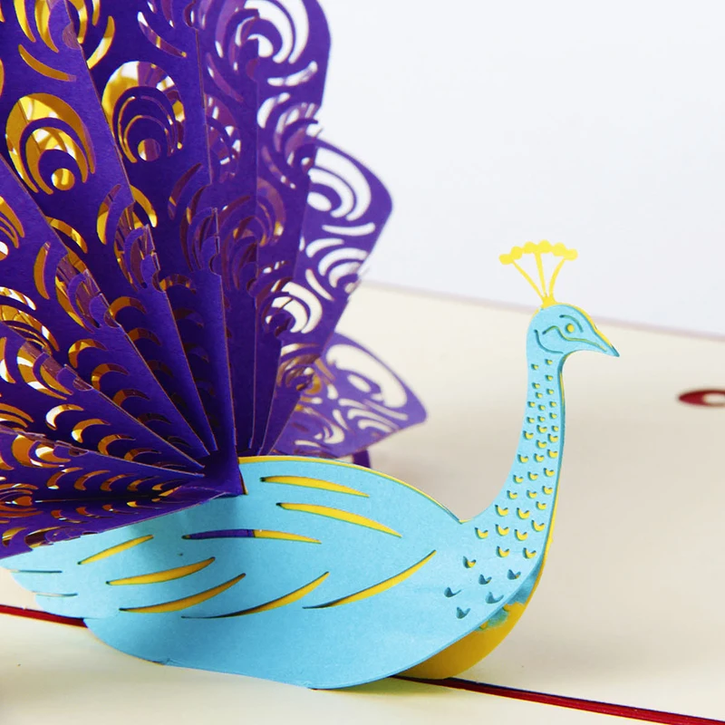 

1pcs Creative Animals Peacock Greeting Card 3d Up Birthday Gift Handmade Carving Good Art Exquisite Childs Paper Festival V4Q9