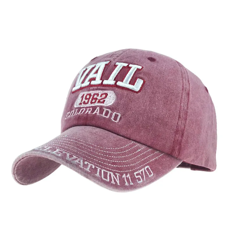 

Cotton Washed Hip Hop Hat Fashion VAIL Letter Embroidery Baseball Cap Adjustable Cotton Sun Hat Outdoor Sports Golf Caps Gorras
