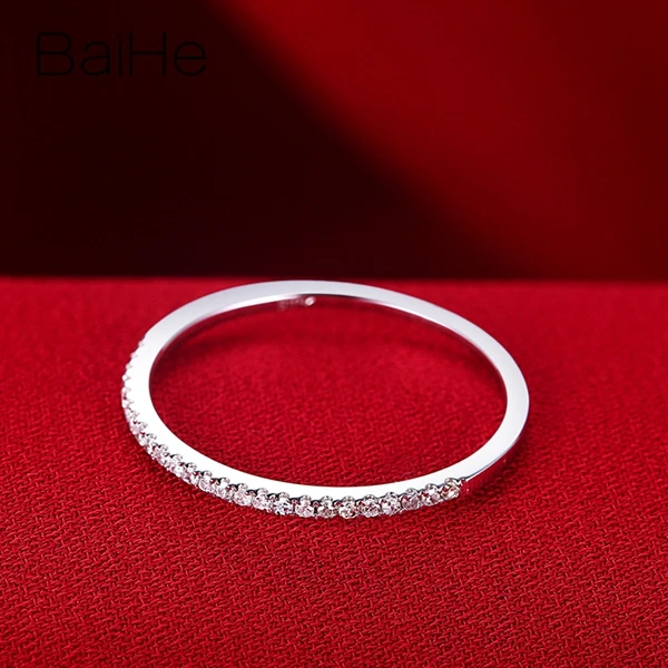 BAIHE твердое 10 к белое золото 0.1CT сертифицированное круглое натуральными бриллиантами ювелирное изделие для женщин юбилейное женское классическое изысканное уникальное кольцо