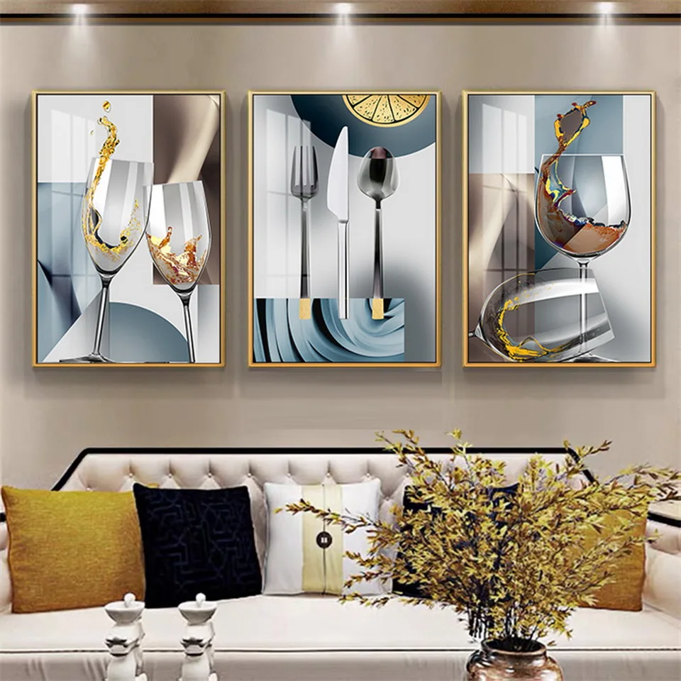 Винный бокал с лодкой холст принтом картина для ресторана и кухни современное