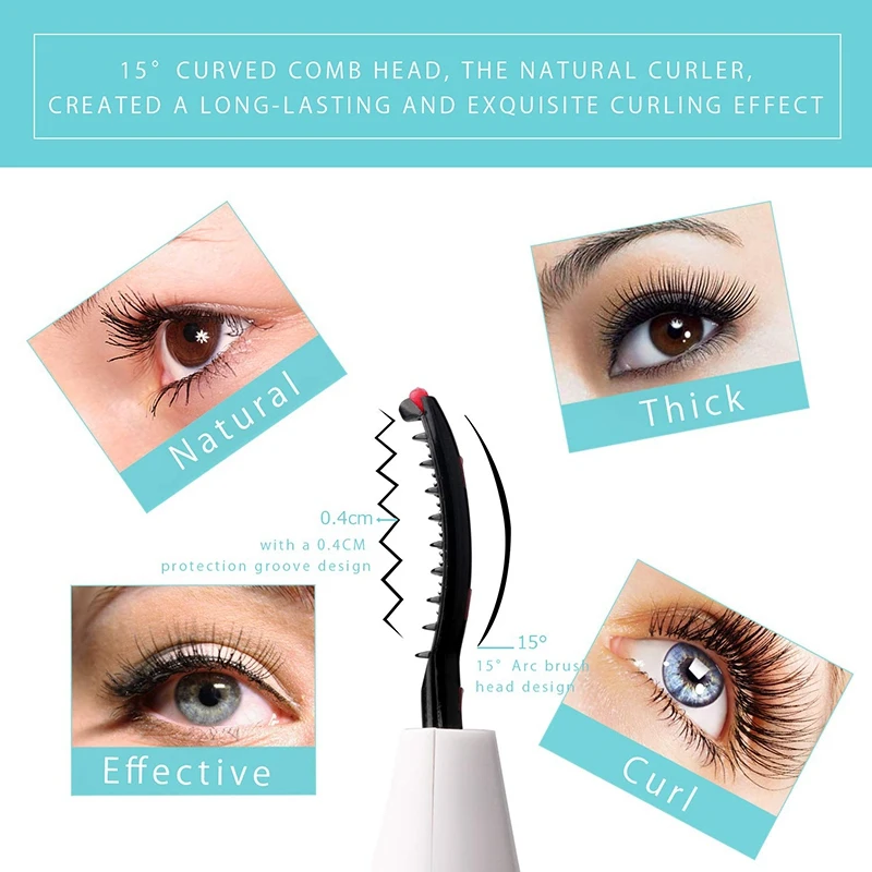 

Heated Eyelash Curler, Electric Eyelash Curler, Rechargeable Eyelash Curler with Eyelash Comb, for Makeup