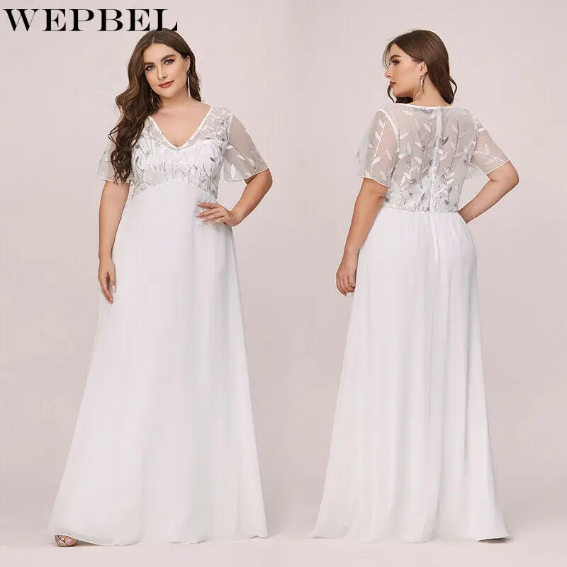 

WEPBEL Diamond Mesh Dress Women's Elegant Solid Color Stitching Dress Summer Casual Short Sleeve V-neck High Waist Dress