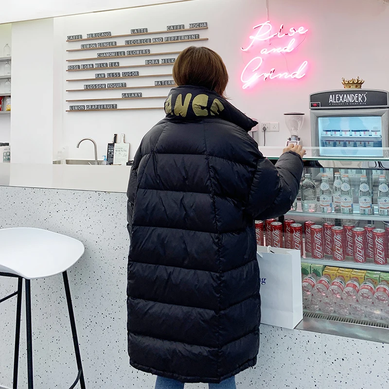 Зимняя новая модная брендовая белая куртка на гусином пуху Женская с высоким