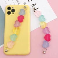new diy mobile phone case jewelry accessories handmade plush love frosted marble pattern love mobile phone chain