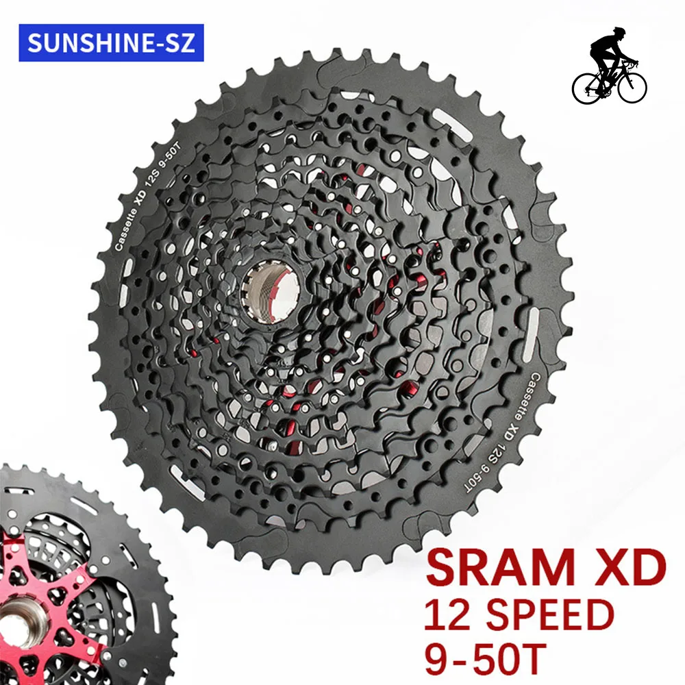 

SUNSHINE MTB Bike Road Bicycle Freewheel 10 speed Cassette 9S 10S 11S 12S Flywheel 10V /36/40/42/46/50T 52T for XD cassette SRAM