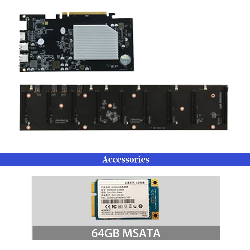 Набор материнской платы для майнинга ETH-HSW3 8 GPU (расстояние 67 мм) с 64 Гб MSATA SSD