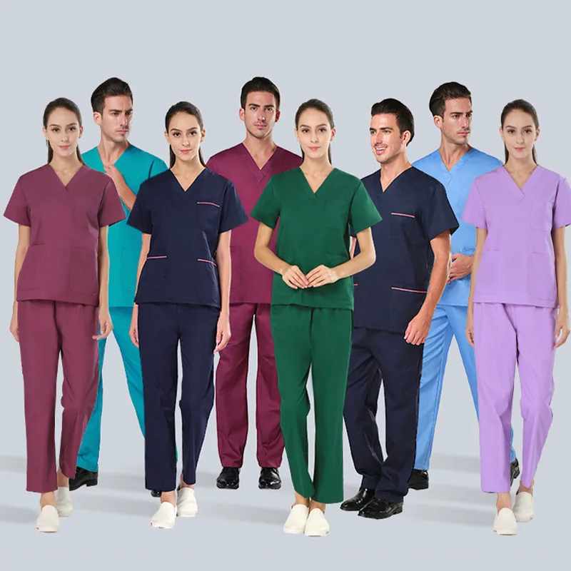 

Plain Nurse Workwear Scrub Uniform O.R. V Neck Top and Pant Summer Winter Beautician Pet Vet Healthcare Outfit M-XSY