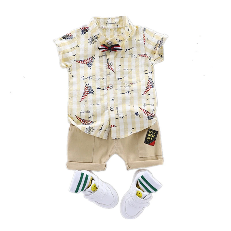 New Summer Baby Clothes Suit Children Boys Cartoon Letter Shirt Shorts 2Pcs/sets Toddler Casual Clothing Infant Kids Tracksuits |