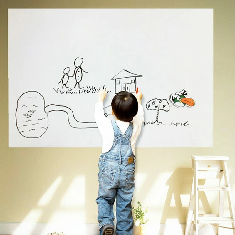 

Stickerboard Reusable Roll Up White Board 45cmx200cm Erase Whiteboard Sticker with 3 Pens M09