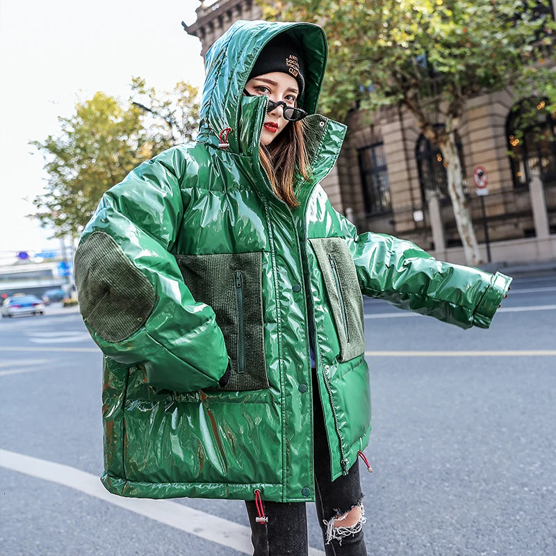 2019 Winter Jacket Fashion Womens Parkas Thicken Outerwear Solid Hooded Coats Red Female Loose Cotton Padded Basic Tops PJ364