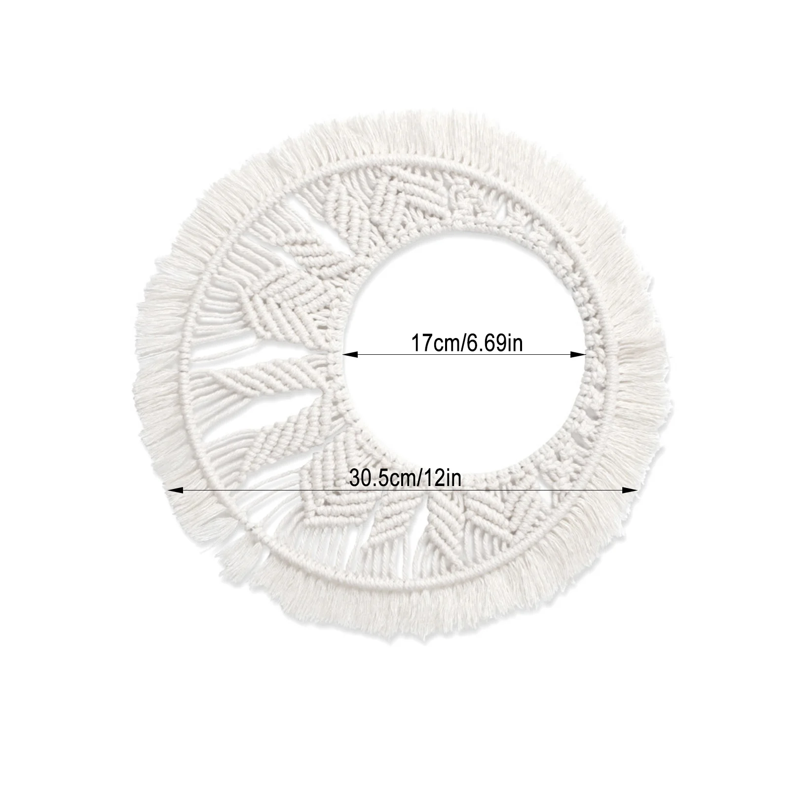 

Macrame Wall Hanging Bohemian Hand-Woven Round Tapestry Nordic Background Craft Cotton Rope Mirror Frame Boho Home Wedding Decor
