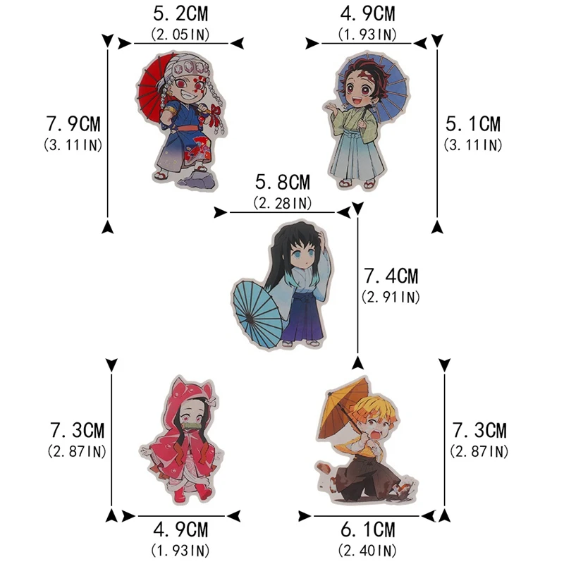 

13 pcs/set Anime Demon Slayer Rainy Season Kimetsu No Yaiba Stickers Waterproof Luggage Guitar Laptop Decor Decals