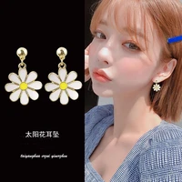 south korea new style small and fresh daisy flower ear nail sunflower earring for women temperament girl jewelry wholesale