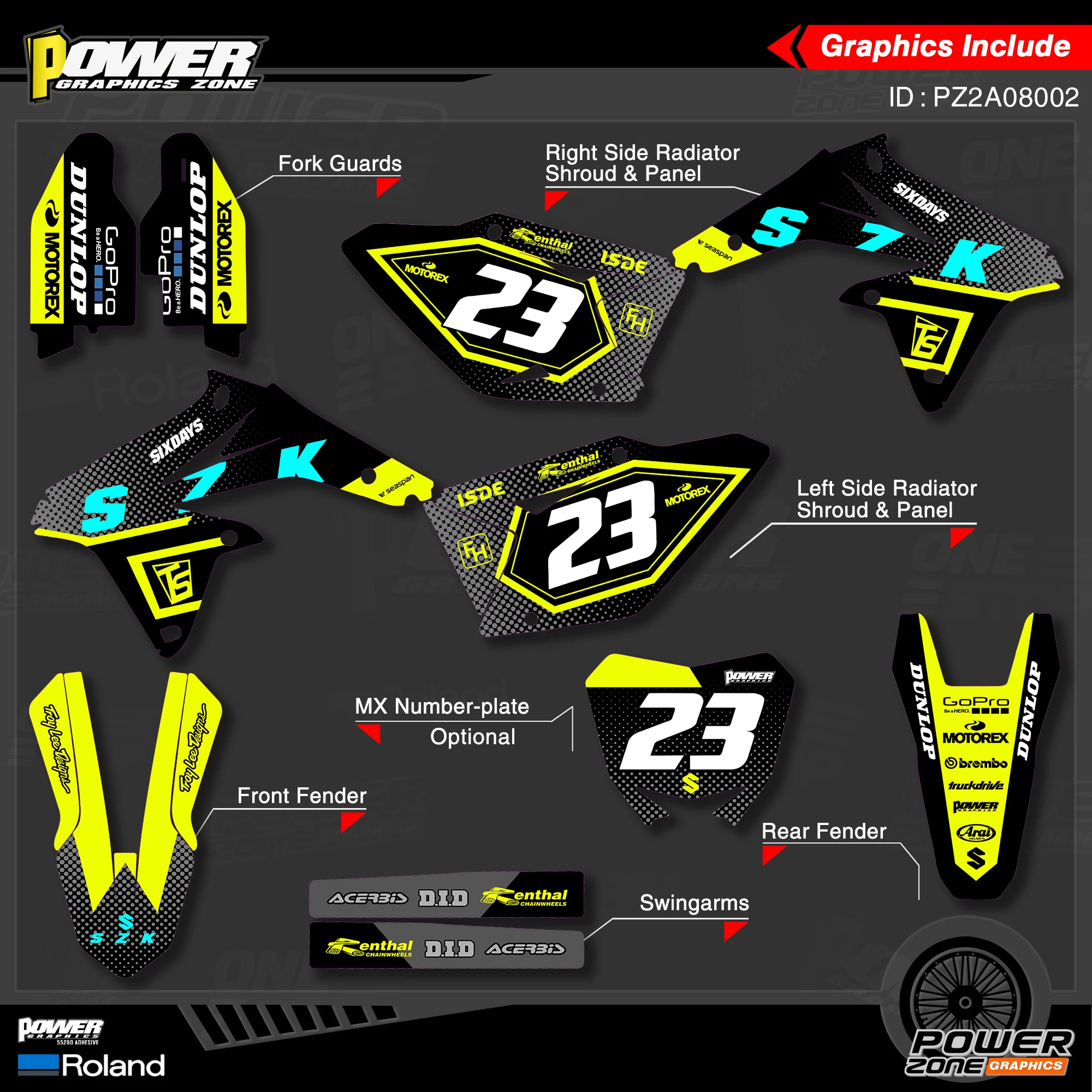 Персонализированные графические наклейки PowerZone Team Набор наклеек для SUZUKI Decal 2008-2017