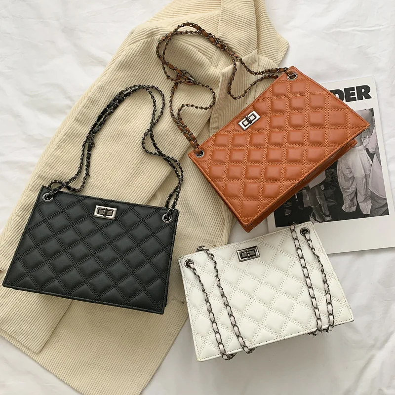 

New Women's Single Shoulder Bag Pu Lingge Light Luxury Underarm Bag Trend Classic Chain Bag Single Shoulder Slant Span Bag