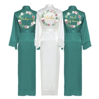 satin silk long robes house robe for women bridesmaid robes robes for girls wedding green custom long sleepwear gown