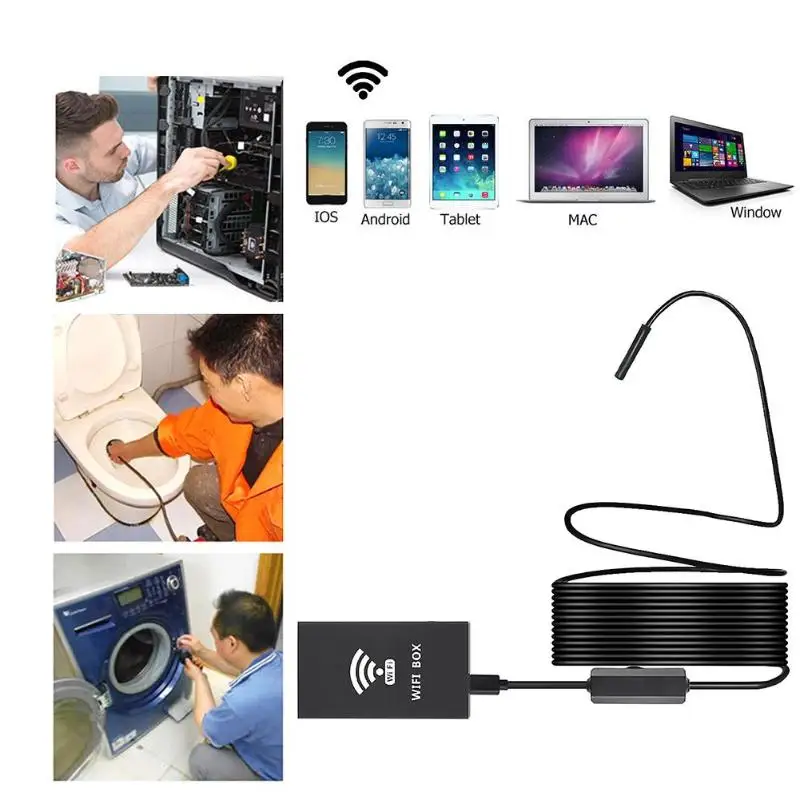 

IP68 Waterproof F140 WiFi Endoscope HD 1200P 8 LED 8mm Lens Industrial Borescope Camera Support Computer for iOS Android Windows