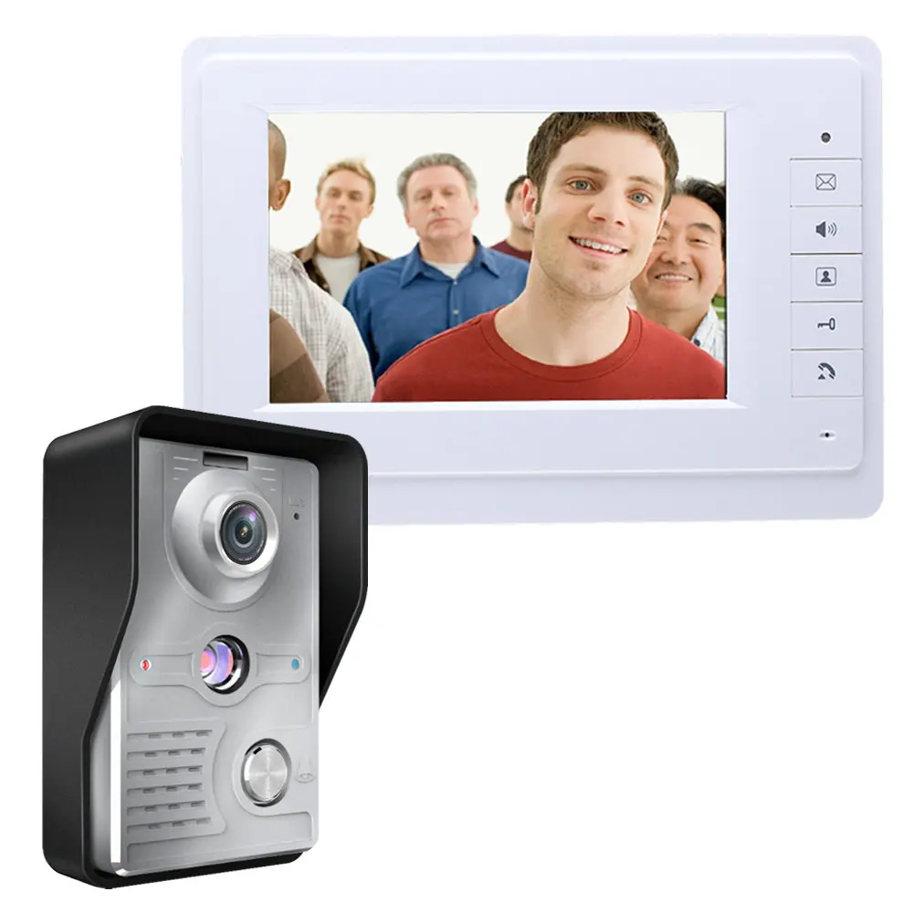 Visual Intercom Doorbell 7'' TFT Color LCD Wired Video Door Phone System Indoor Monitor 700TVL Outdoor IR Camera Support Unlock