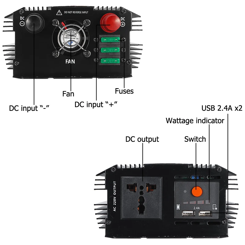 Двойной USB Max 6000 Вт DC 12 В к AC 220 В автомобильный инвертор зарядное устройство конвертер адаптер DC 12 к AC 220 Модифицированная синусоида
