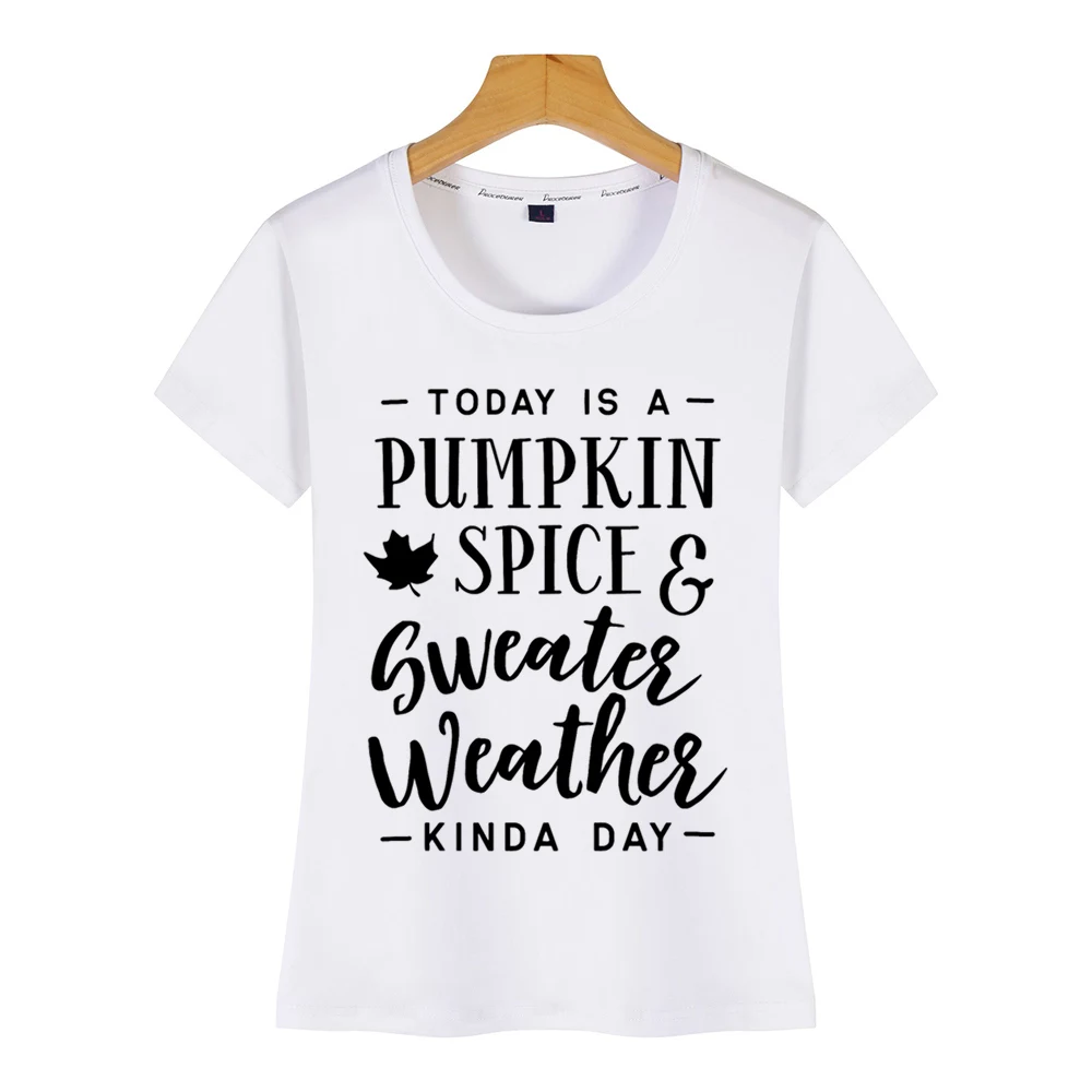 Женская футболка с изображением тыквы и специй повседневная черная короткая |