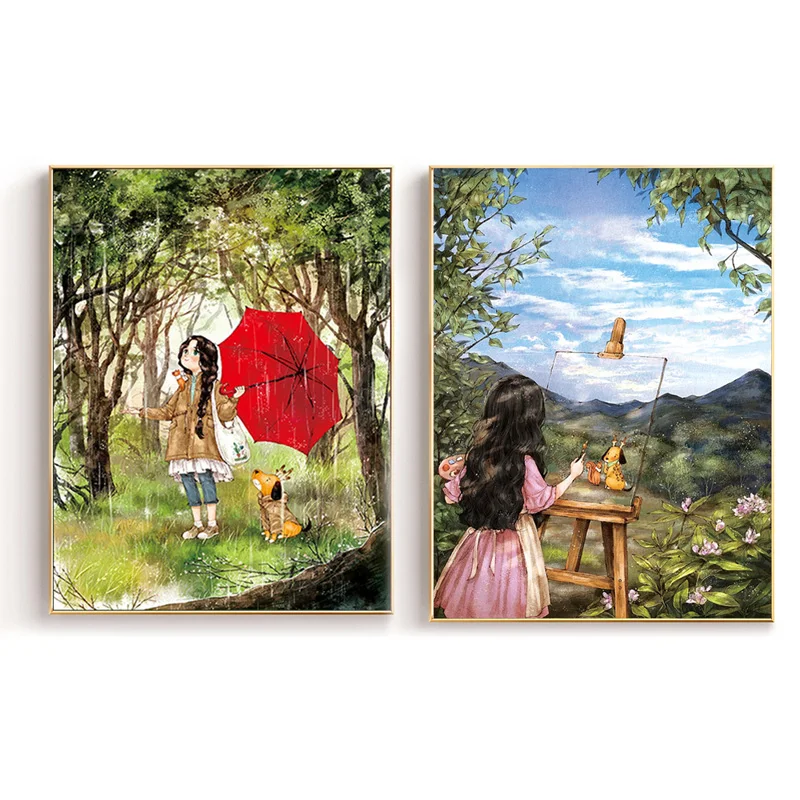 

Handmade Needlework, Forest Gir, DIY cross-stitch,Full embroidery kits, Cartoon Cross Stitch kit Living Room Bed Room Paintings