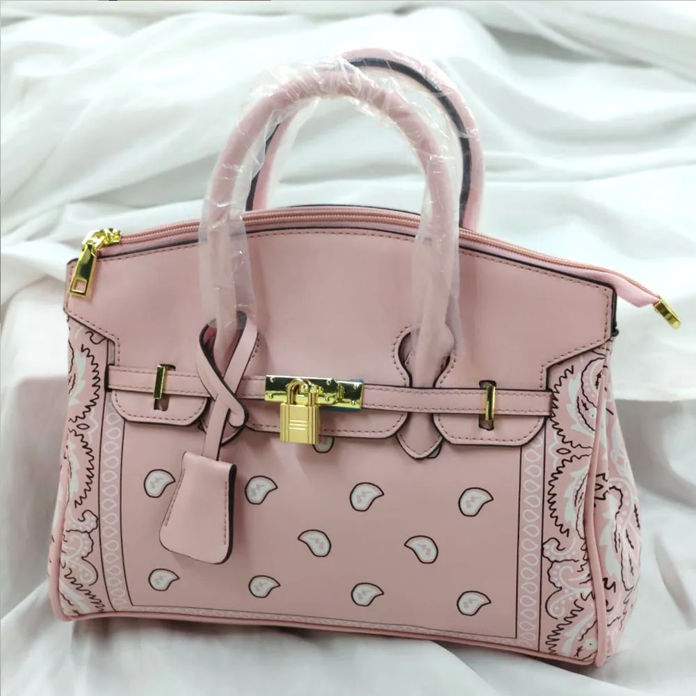 

Brand Luxury Paisley Printed Casual Tote Blue Red Black Pink Women Handbags Large Capacity Leisure Zipper Ladies Shoulder Bags