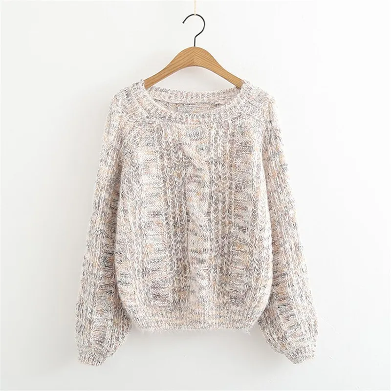 Women Autumn Winter Mohair Knitted Pullovers O Neck Long Sleeve Casual Sweater Tops Sueter Mujer Pull Femme 2018 | Женская одежда
