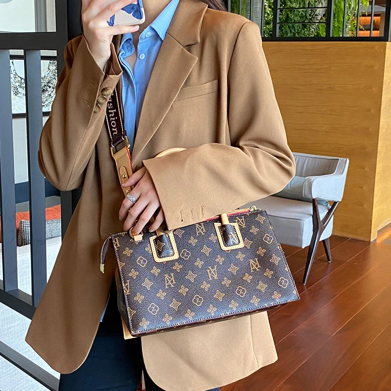 

Сумка из натуральной воловьей кожи 2021, современные сумки с верхней ручкой с Луисом виттоном, женская сумка на одно плечо, модные кошельки, су...