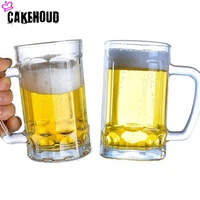 cakehoud household glass beer mug with handle thickened transparent crystal tea cup drink cup bar party supplies cocktail glass