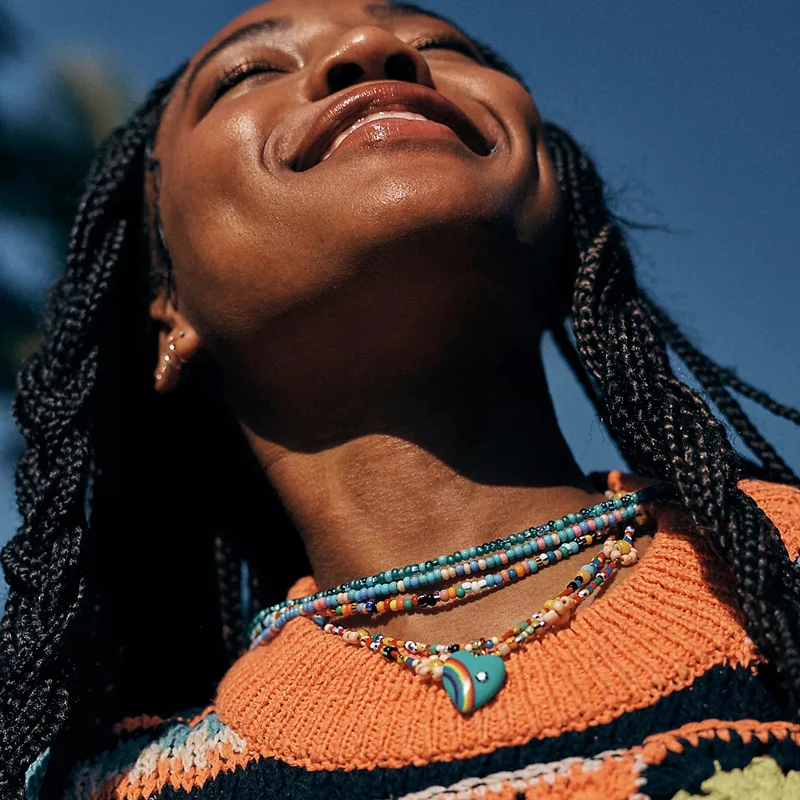 

Handmade Jewelry Retro Ethnic Style Rainbow Heart Pendant Necklace For Woman Fashion Exquisite Accessories Bohemian Jewelry Gift