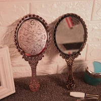 european mirrors durable makeup tool flower relief for going out retro handle mirror hand held mirror