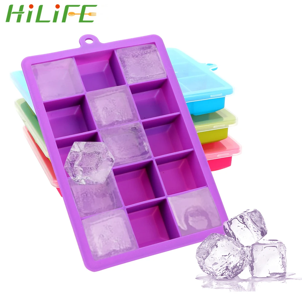 Силиконовая форма для льда HILLIFE DIY кубик с крышкой квадратная мороженого вечерние