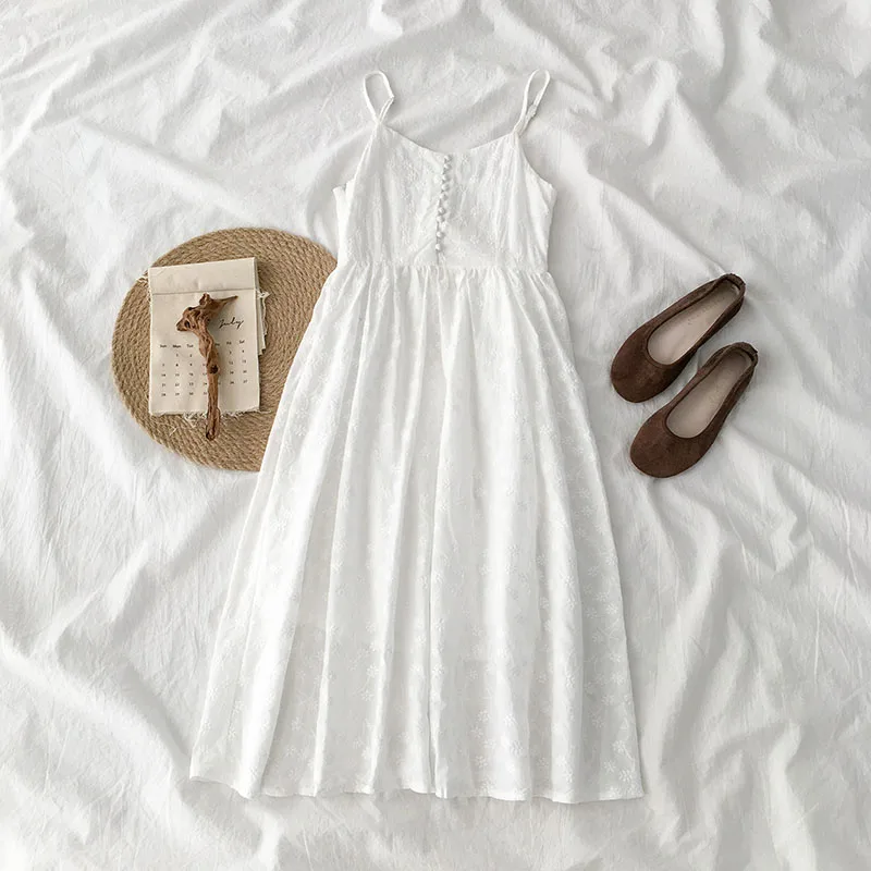 

White suspenders in summer Women Dress FY001