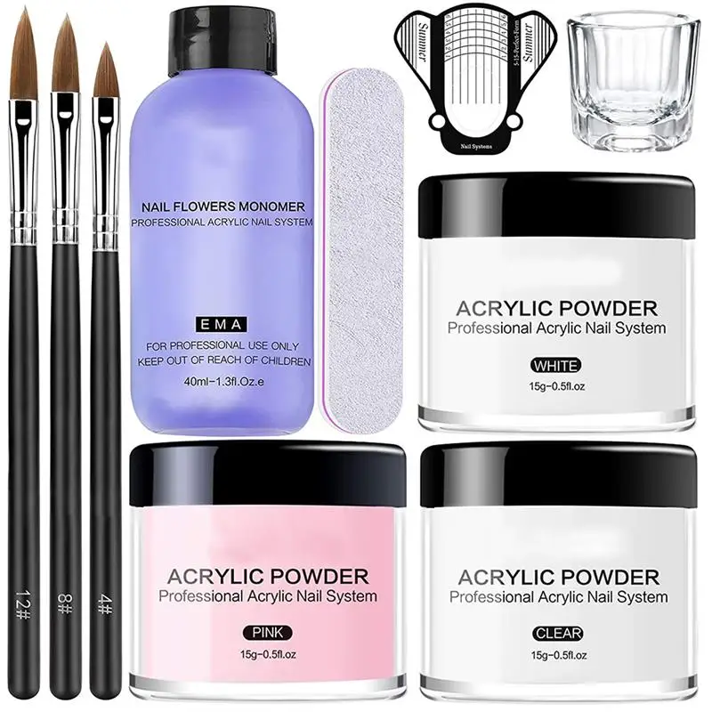 

Acrylic Nail Powders Set Nail Extension Powder And Liquid Set With Nail Brush Nails Art Decoration Extension Manicure Tools