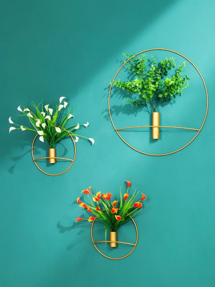 

Nordic metal round wall decor flower arrangement living room wall decors creative TV background wall hanging wall decorations