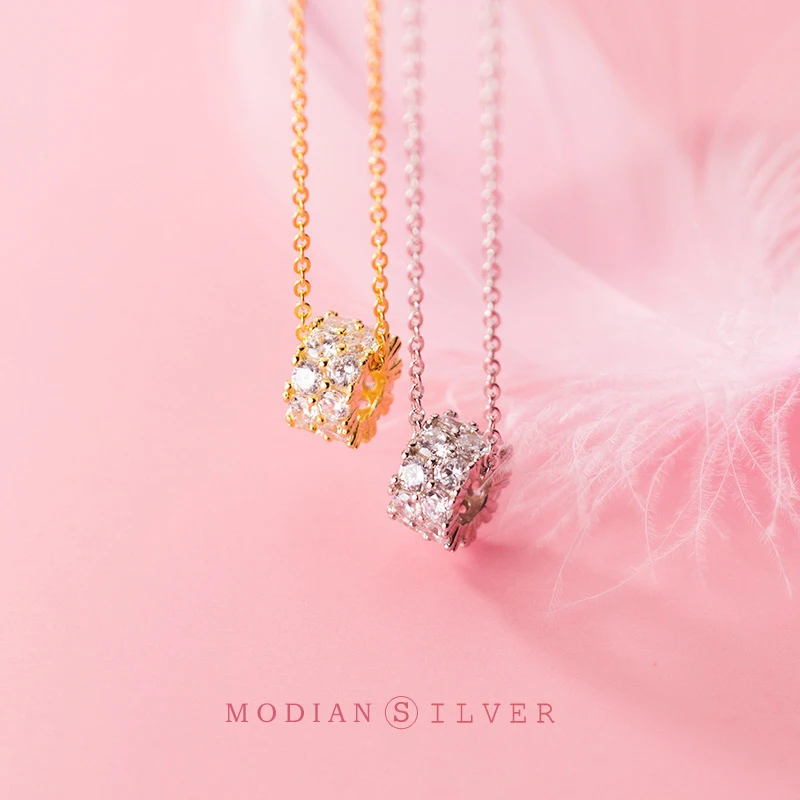 Modian натуральная 925 стерлингового серебра Сияющий Циркон класса люкс с круглой