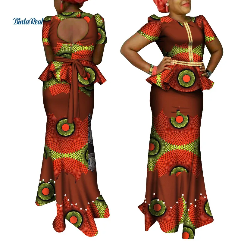 

Riche African Women Clothes Tops and Maxi Skirt Sets for Women Dashiki 2 Piece Skirt Sets Peals Party Wedding Clothing WY6423